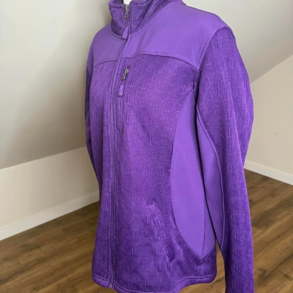 Swiss Tech Purple Full Zip Fleece Hybrid Utility Jacket Hiking Gorpcore Cozy